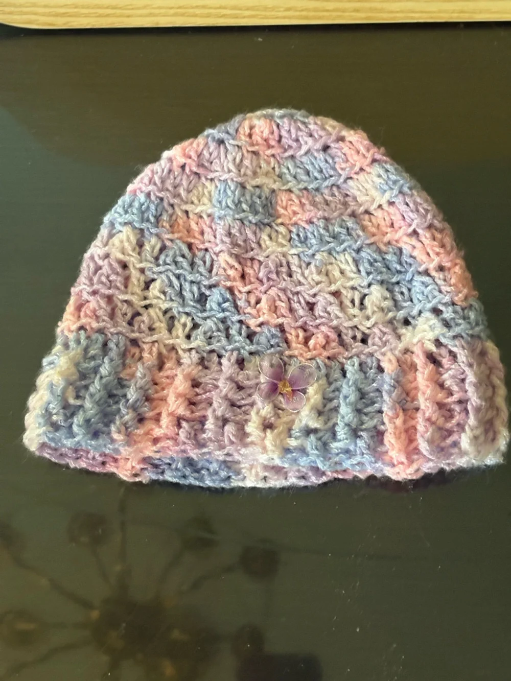 Handmade Pastel Crochet Baby Beanie - Pink, Blue, Cream